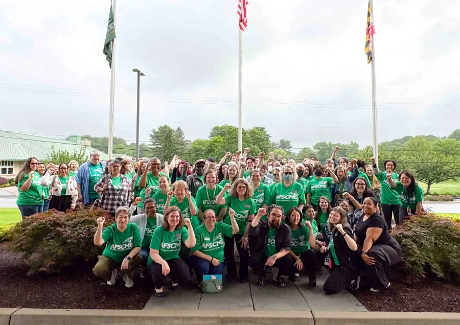 Group photo of the members of Howard County Library Workers United